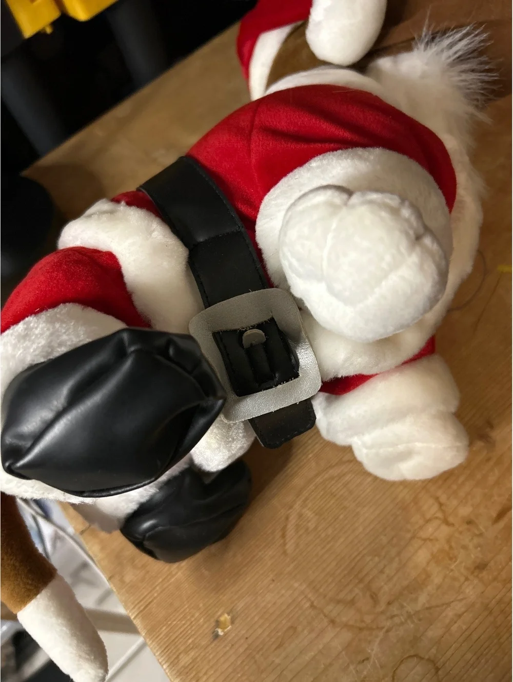 Vintage Basset Hound Plush Dog in Santa Claus Outfit